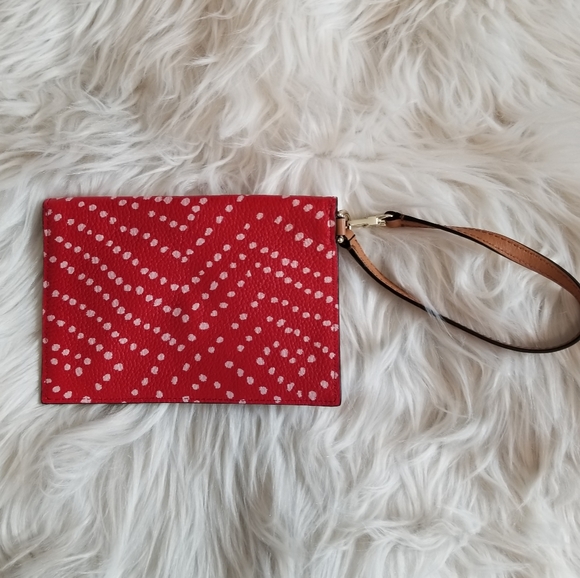 DVF Red and Pink Polka Dot Leather Envelope Wristlet - Picture 2 of 15